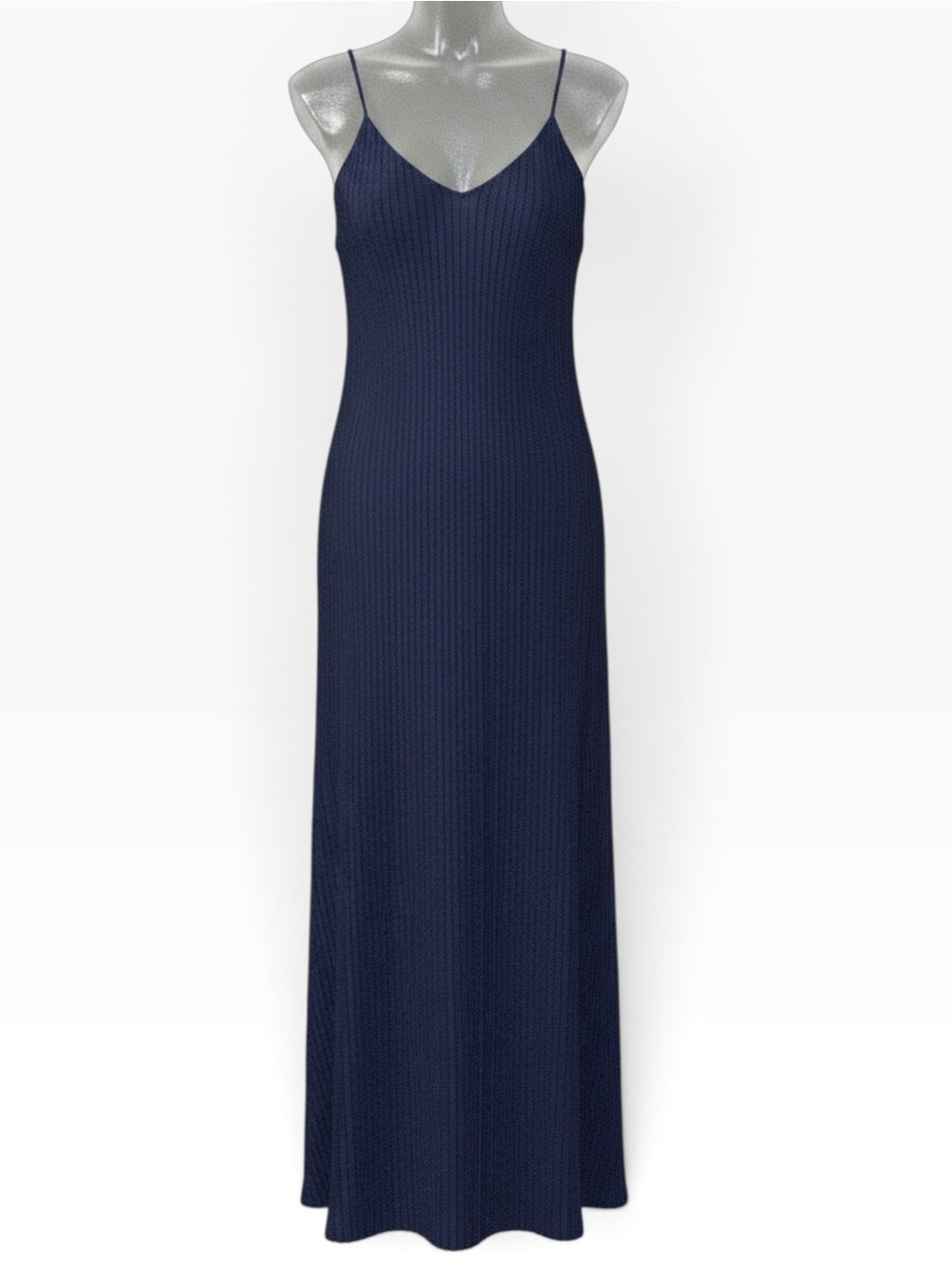 Express Navy Ribbed Maxi Dress with Spaghetti Straps